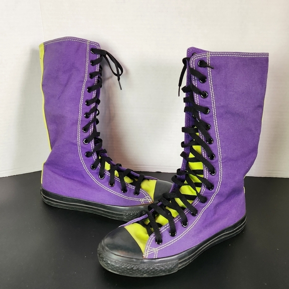 Rare! Converse Chuck Taylor Shin / Knee High Boots Sz 3.5 Youth Purple - Picture 7 of 16